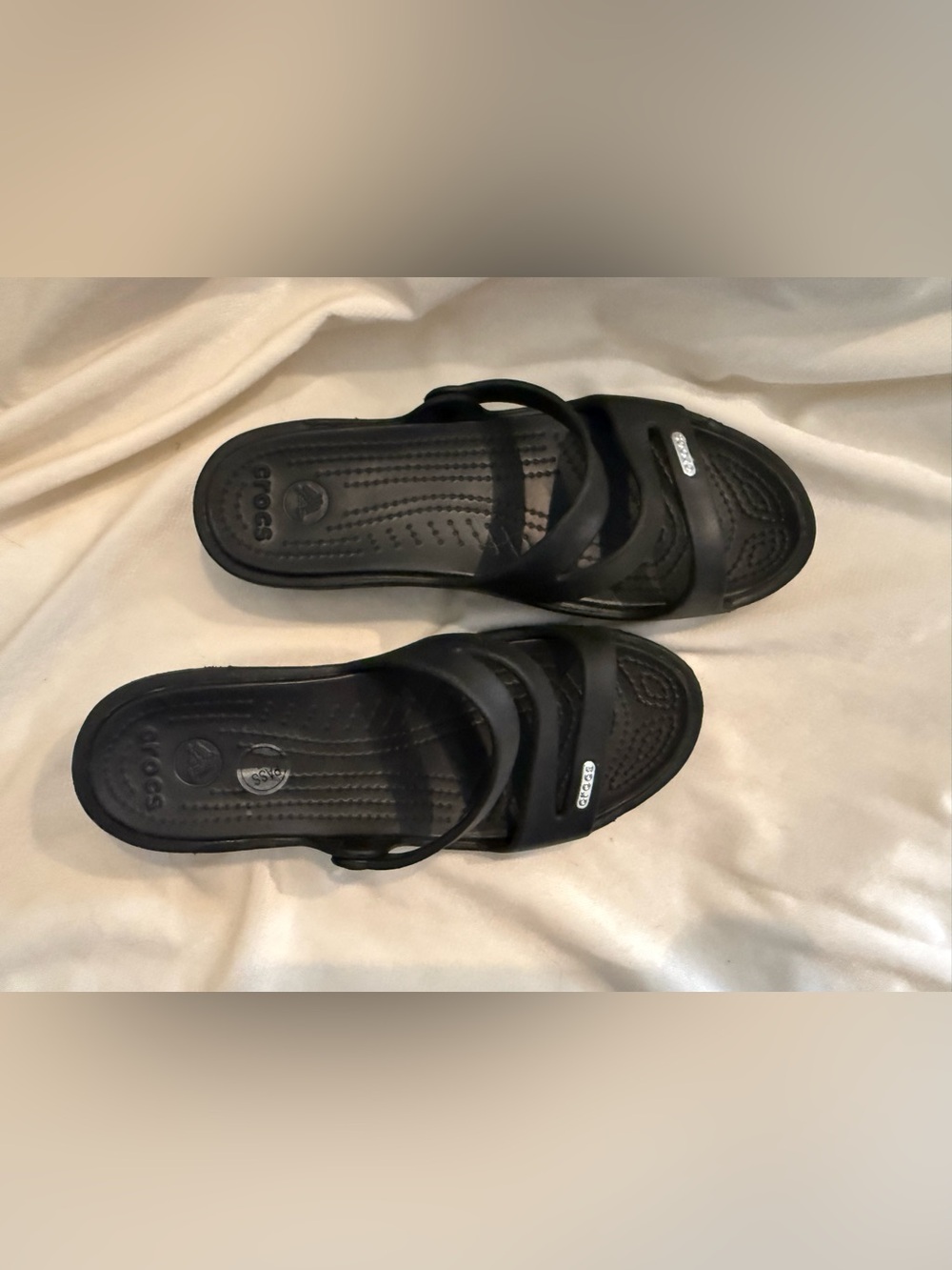 CROCS Women's Black Strappy Slide Sandals